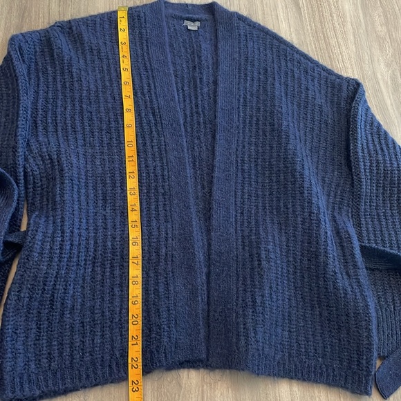 Aerie Navy Blue Wool Fuzzy Ribbed Sweater Tie Cardigan Long Sleeve NWOT - Picture 5 of 13